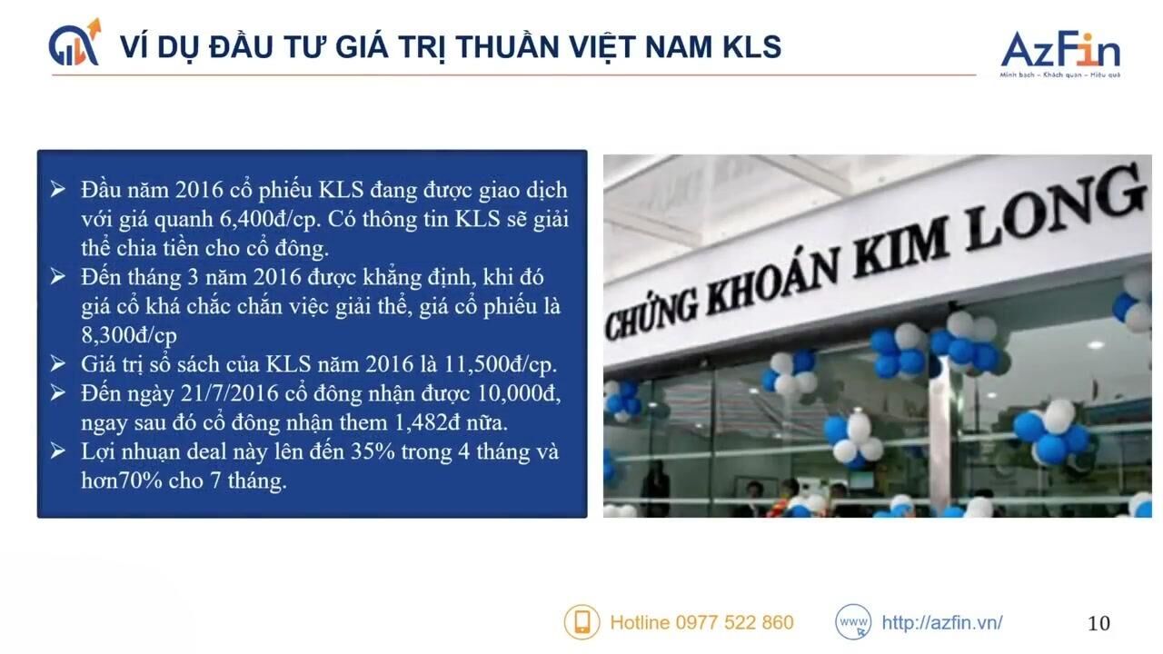 Ví dụ đầu tư giá trị thuần Việt Nam KLS 
