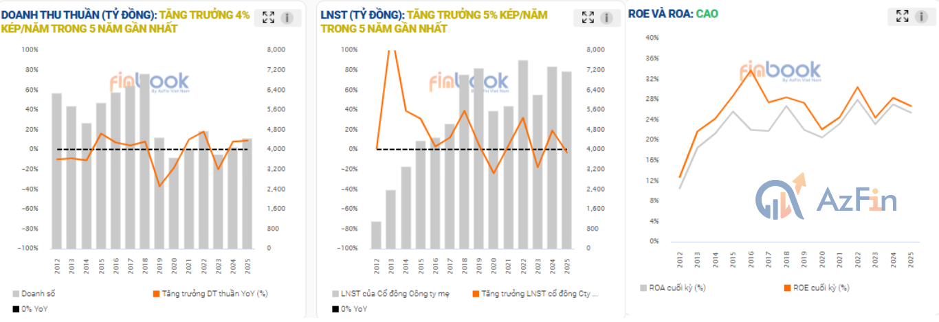 Biểu đồ KQKD Q1 ROE LNST Doanh thu của VEA